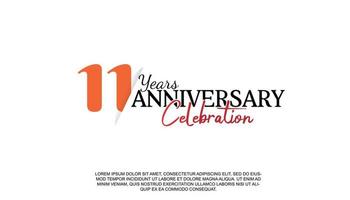 11years anniversary logotype number with red and black color for celebration event isolated vector