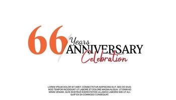 66 years anniversary logotype number with red and black color for celebration event isolated vector