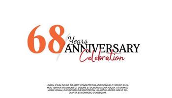 68 years anniversary logotype number with red and black color for celebration event isolated vector