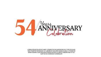 54 years anniversary logotype number with red and black color for celebration event isolated vector