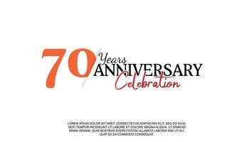 70 years anniversary logotype number with red and black color for celebration event isolated vector