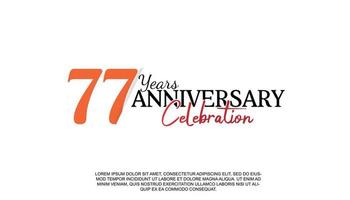 77 years anniversary logotype number with red and black color for celebration event isolated vector