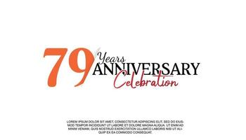 79 years anniversary logotype number with red and black color for celebration event isolated vector