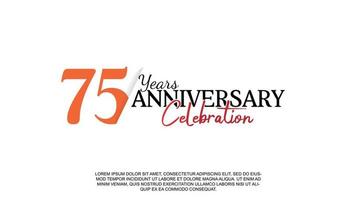 75 años aniversario logotipo número con rojo y negro color para celebracion evento aislado vector