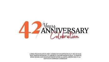 42 years anniversary logotype number with red and black color for celebration event isolated vector