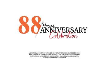 88 years anniversary logotype number with red and black color for celebration event isolated vector