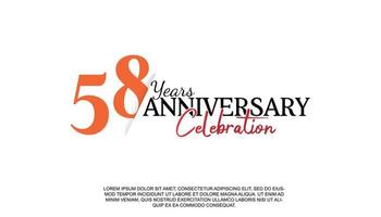 58 years anniversary logotype number with red and black color for celebration event isolated vector