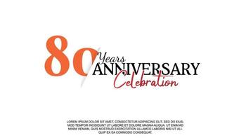 80 years anniversary logotype number with red and black color for celebration event isolated vector