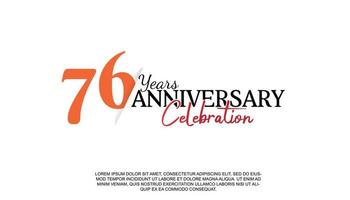 76 years anniversary logotype number with red and black color for celebration event isolated vector