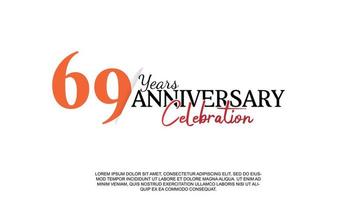 69 years anniversary logotype number with red and black color for celebration event isolated vector