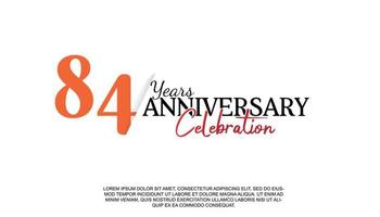 84 years anniversary logotype number with red and black color for celebration event isolated vector