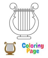 Coloring page with Harp for kids vector