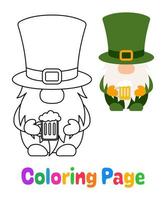 Coloring page with Leprechaun for kids vector