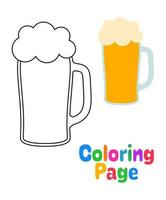 colorante página con cerveza para niños vector