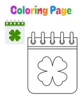 Coloring page with Calendar with Clover for kids vector