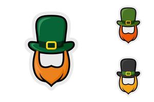 Note sticker set with Leprechaun Hat and Beard vector