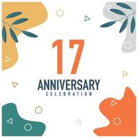 17th anniversary celebration vector colorful design on white background abstract illustration