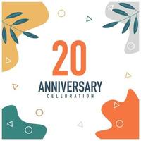 20th anniversary celebration vector colorful design on white background abstract illustration