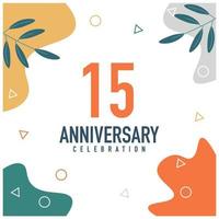 15th anniversary celebration vector colorful design on white background abstract illustration