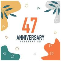 47th anniversary celebration vector colorful design on white background abstract illustration