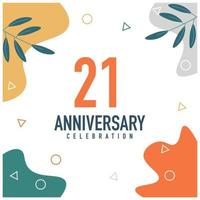 21st anniversary celebration vector colorful design on white background abstract illustration