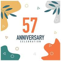 57th anniversary celebration vector colorful design on white background abstract illustration