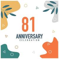 81st anniversary celebration vector colorful design on white background abstract illustration