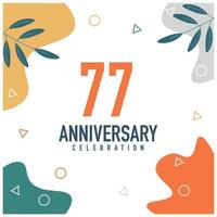 77th anniversary celebration vector colorful design on white background abstract illustration