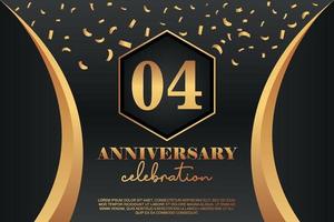 04th Anniversary celebration Logo with golden Colored vector design for greeting abstract illustration
