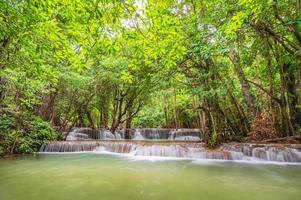 Waterfall of Huai mae khamin waterfall Srinakarin national park at Kanchanaburi thailand. photo