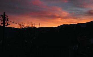 Red Sky and Mountains photo