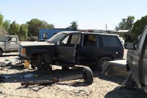 old abandoned car in junkyard in Baja California Sur Mexico photo
