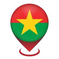 Map pointer with contry Burkina Faso. Burkina Faso flag. Vector illustration.