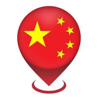 Map pointer with contry China. China flag. Vector illustration.