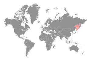 mar de okhotsk en el mundo mapa. vector ilustración.