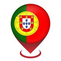 Map pointer with contry Portugal. Portugal flag. Vector illustration.