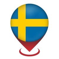 Map pointer with contry Sweden. Sweden flag. Vector illustration.