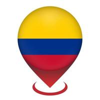 puntero del mapa con el país colombia. bandera de colombia ilustración vectorial vector