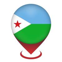 puntero del mapa con país djibouti. bandera de yibuti. ilustración vectorial vector