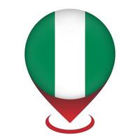 puntero del mapa con país nigeria. bandera de nigeria ilustración vectorial vector