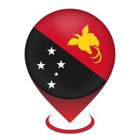 Map pointer with contry Papua New Guinea. Papua New Guinea flag. Vector illustration.