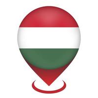 Map pointer with contry Hungary. Hungary flag. Vector illustration.