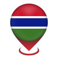 Map pointer with contry Gambia. Gambia flag. Vector illustration.