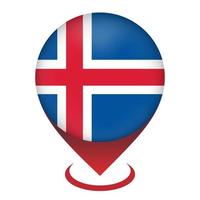 Map pointer with contry Iceland. Iceland flag. Vector illustration.