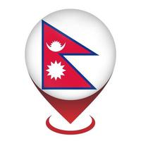 Map pointer with contry Nepal. Nepal flag. Vector illustration.