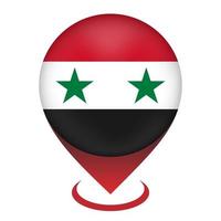 Map pointer with contry Syria. Syria flag. Vector illustration.