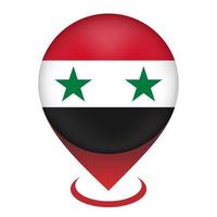 Map pointer with contry Syria. Syria flag. Vector illustration.