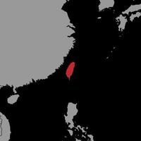 pin mapa con la bandera de taiwán en el mapa mundial. ilustración vectorial. vector