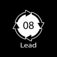 Battery recycling symbol 8 Lead , battery recycling code 8 Lead vector