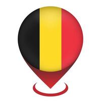 Map pointer with contry Belgium. Belgium flag. Vector illustration.